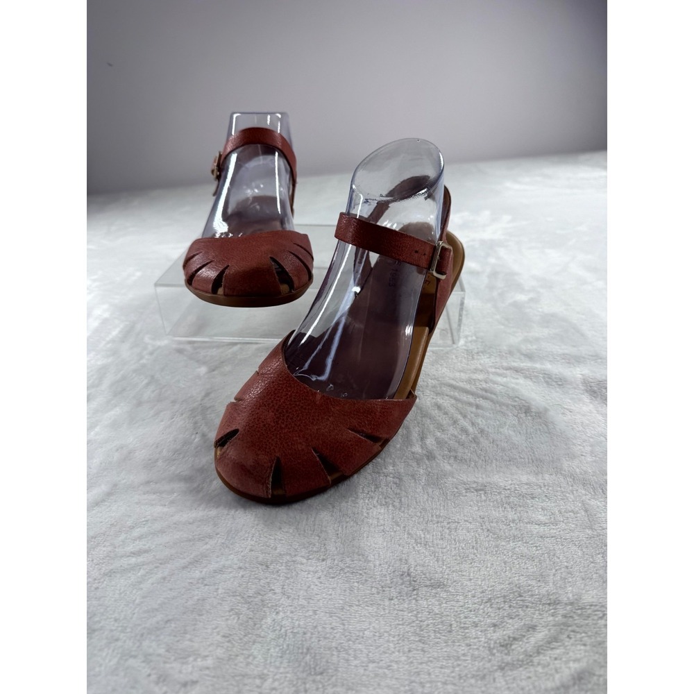 Kork-ease Criss Cross Ankle Straps Sandal Women Brown Leather 7 Toes Comfort